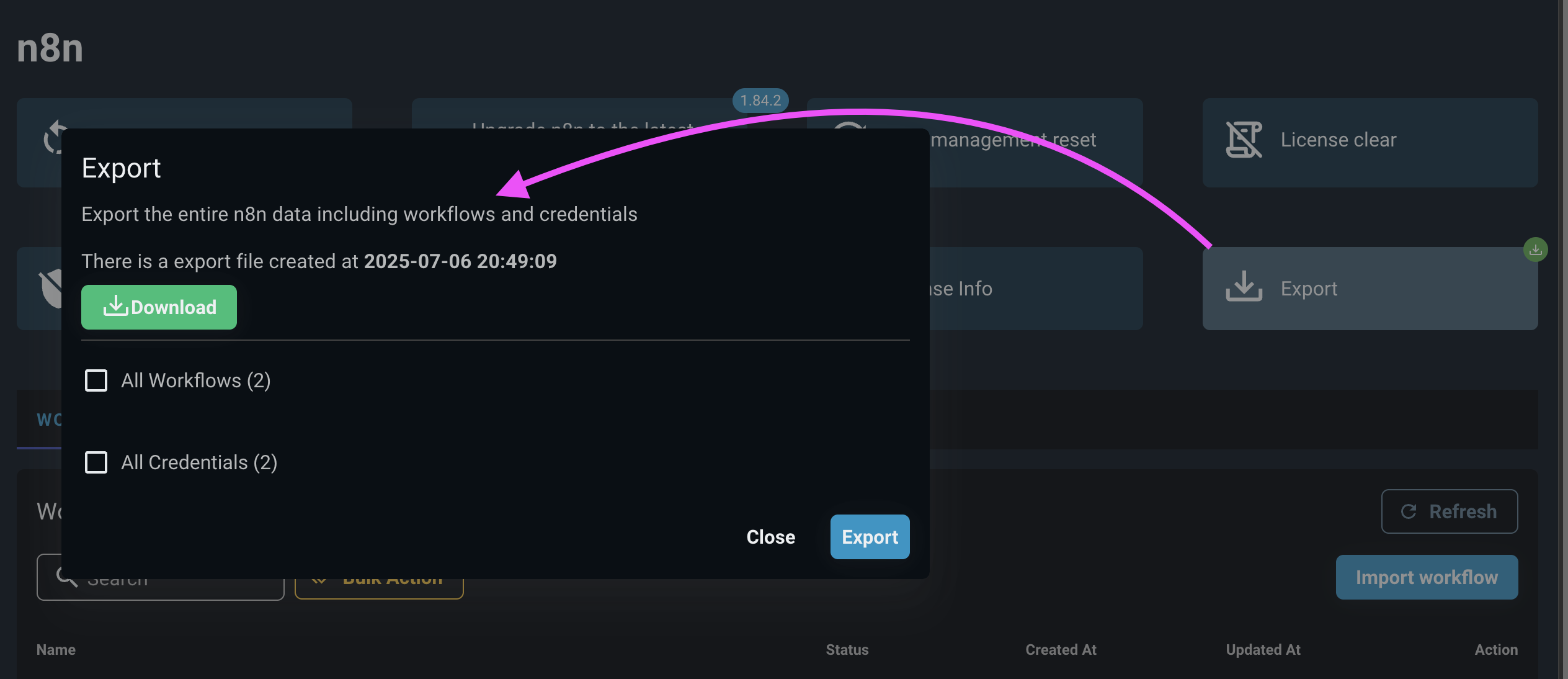 n8n data export